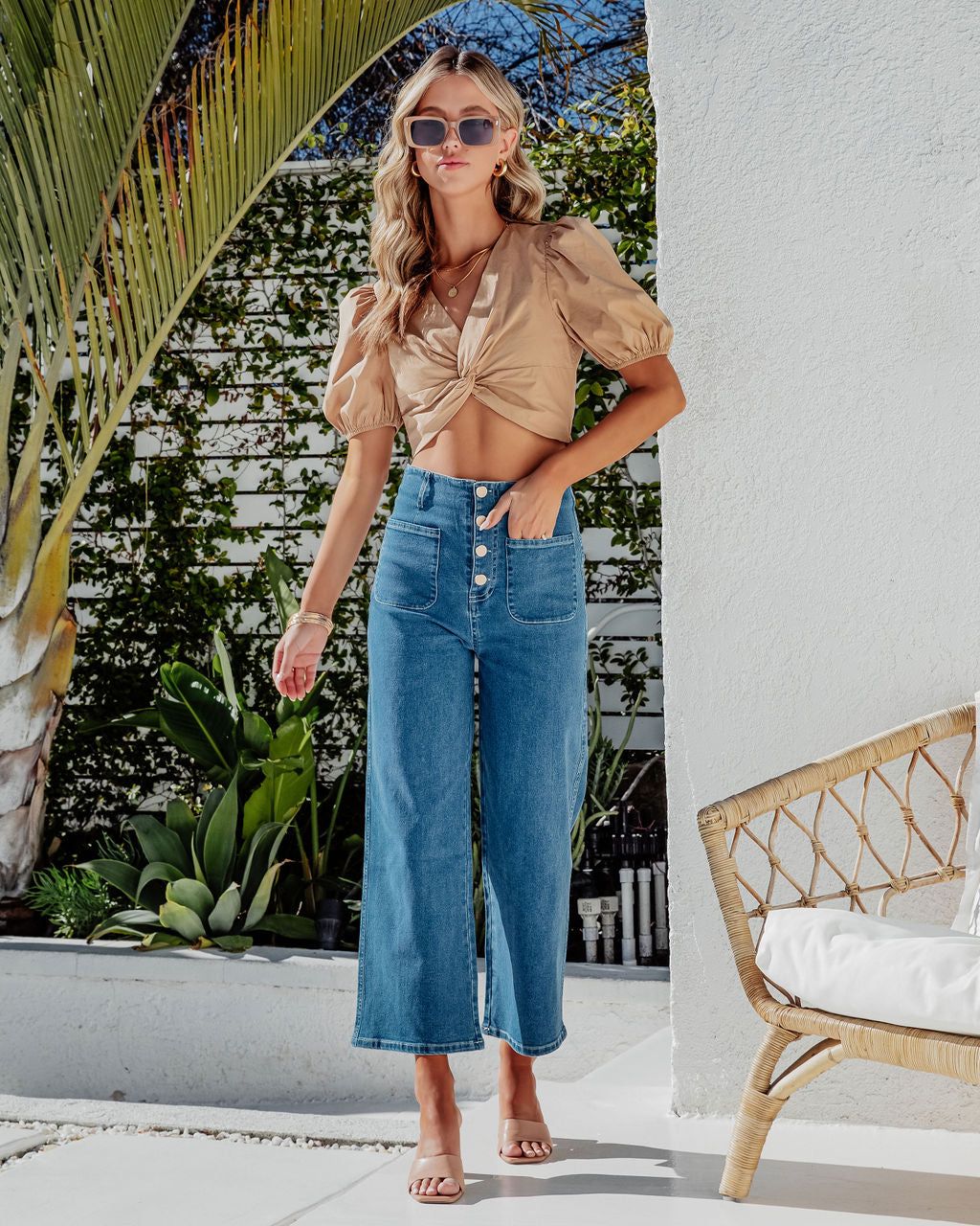 Bon Voyage High Rise Crop Wide Leg Jeans - FINAL SALE sold by Vici product image thumbnail 7