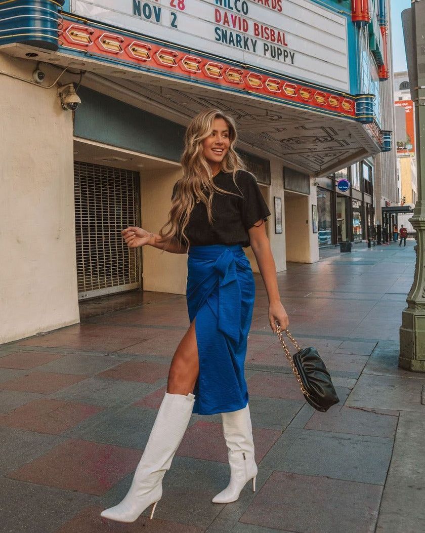 Devotion Wrap Midi Skirt - Royal Blue - FINAL SALE sold by Vici product image thumbnail 7