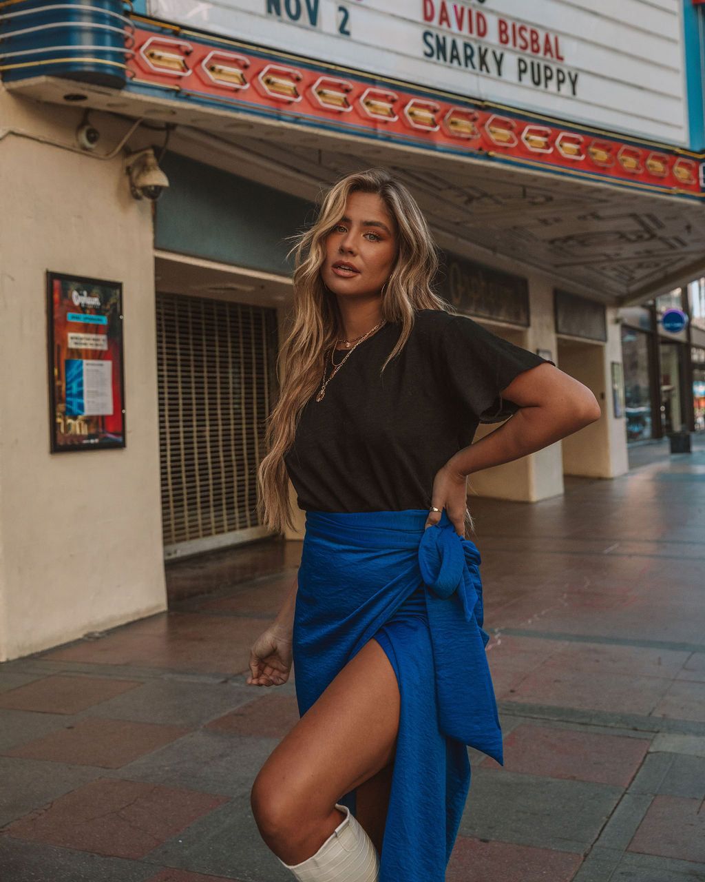 Devotion Wrap Midi Skirt - Royal Blue - FINAL SALE sold by Vici product image thumbnail 6