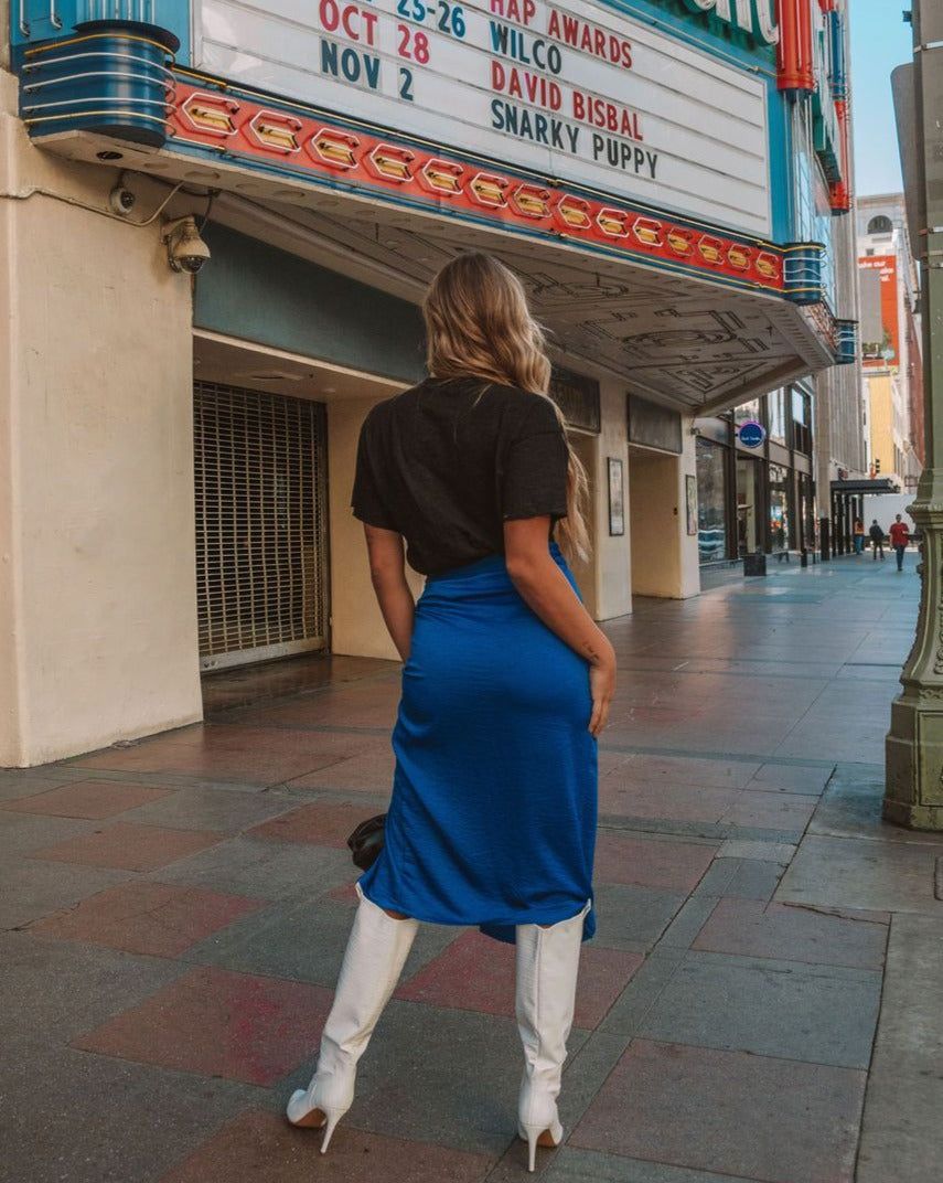 Devotion Wrap Midi Skirt - Royal Blue - FINAL SALE sold by Vici product image thumbnail 2