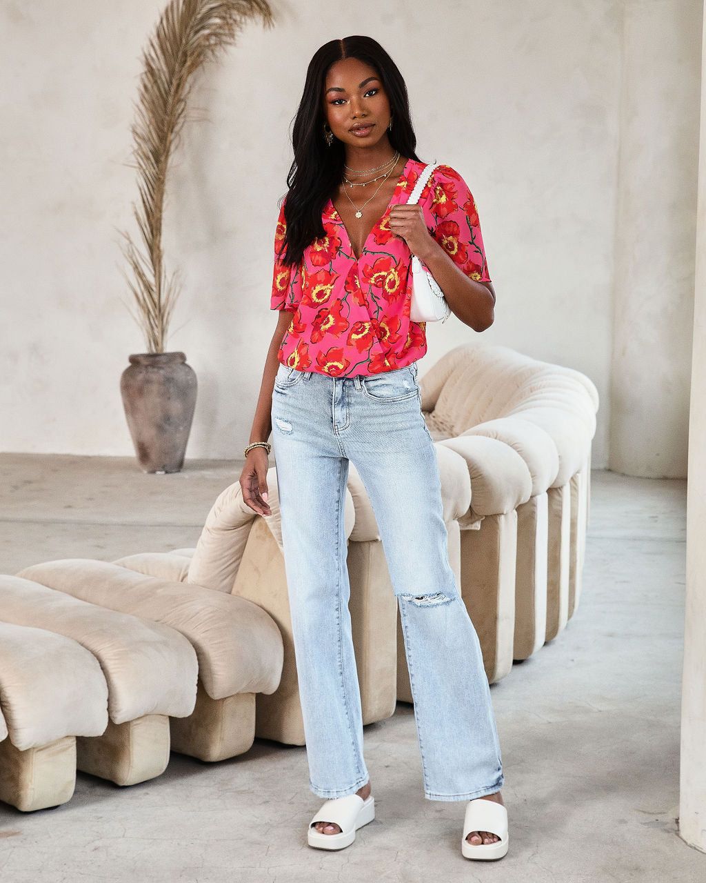 Kaliana Floral Flutter Sleeve Bodysuit sold by Vici product image thumbnail 3