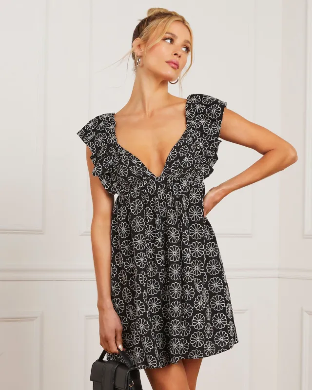 Daniela V-Neck Babydoll Mini Dress sold by Vici