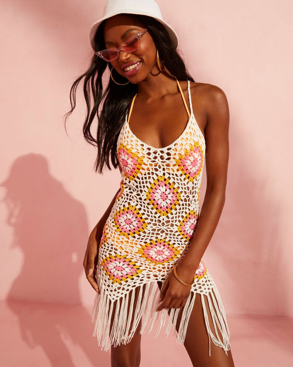Atziri Crochet Fringe Cover Up Dress sold by Vici