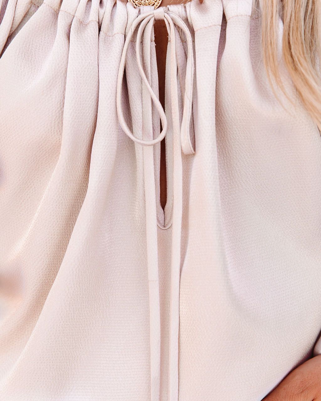 Everly Satin Drawstring Blouse - Champagne - LAST CHANCE sold by Vici product image thumbnail 4