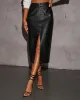 In The Moment Faux Leather Midi Skirt sold by Vici