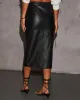 In The Moment Faux Leather Midi Skirt sold by Vici