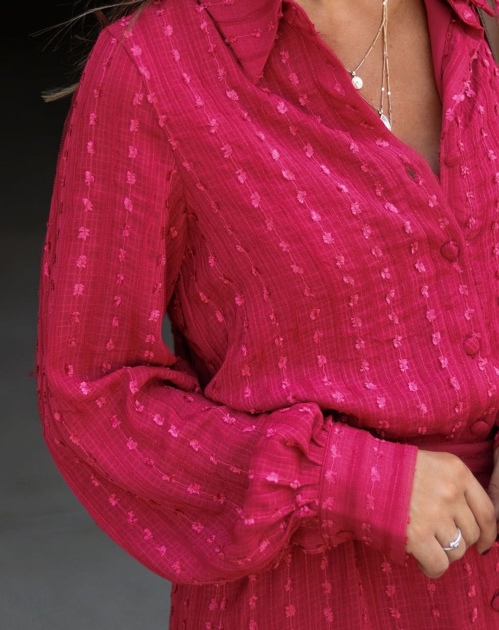 Twaine Textured Button Down Shirt Dress sold by Vici product image thumbnail 2