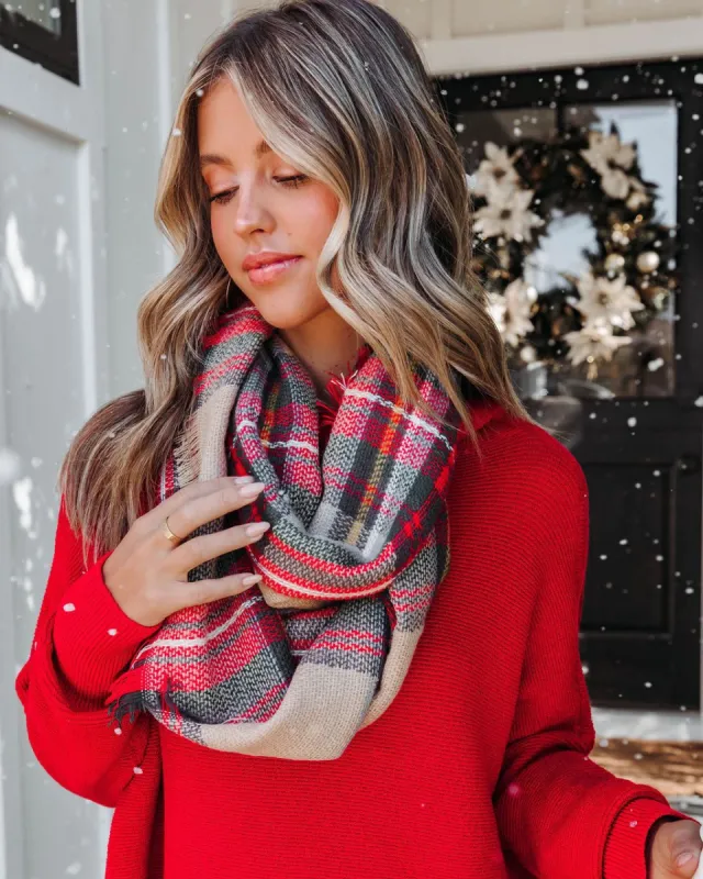 Oxford Plaid Frayed Infinity Scarf sold by Vici