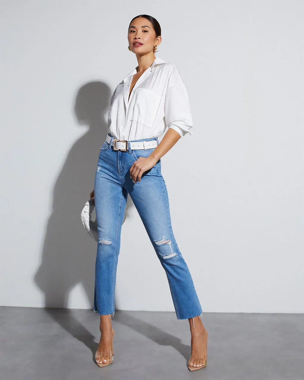 Sherlyn Satin Embossed Button Down Top sold by Vici product image thumbnail 2