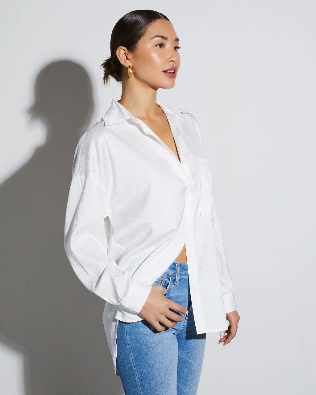Sherlyn Satin Embossed Button Down Top sold by Vici product image thumbnail 3