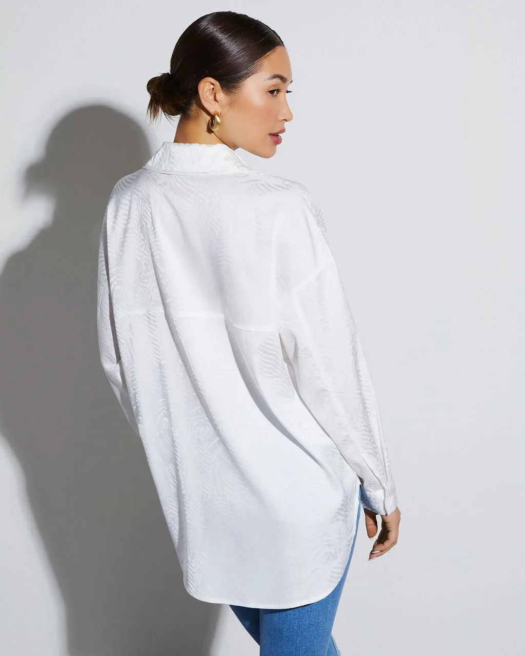 Sherlyn Satin Embossed Button Down Top sold by Vici product image thumbnail 4