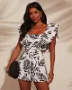Grecian Getaway Cutout Printed Romper sold by Vici