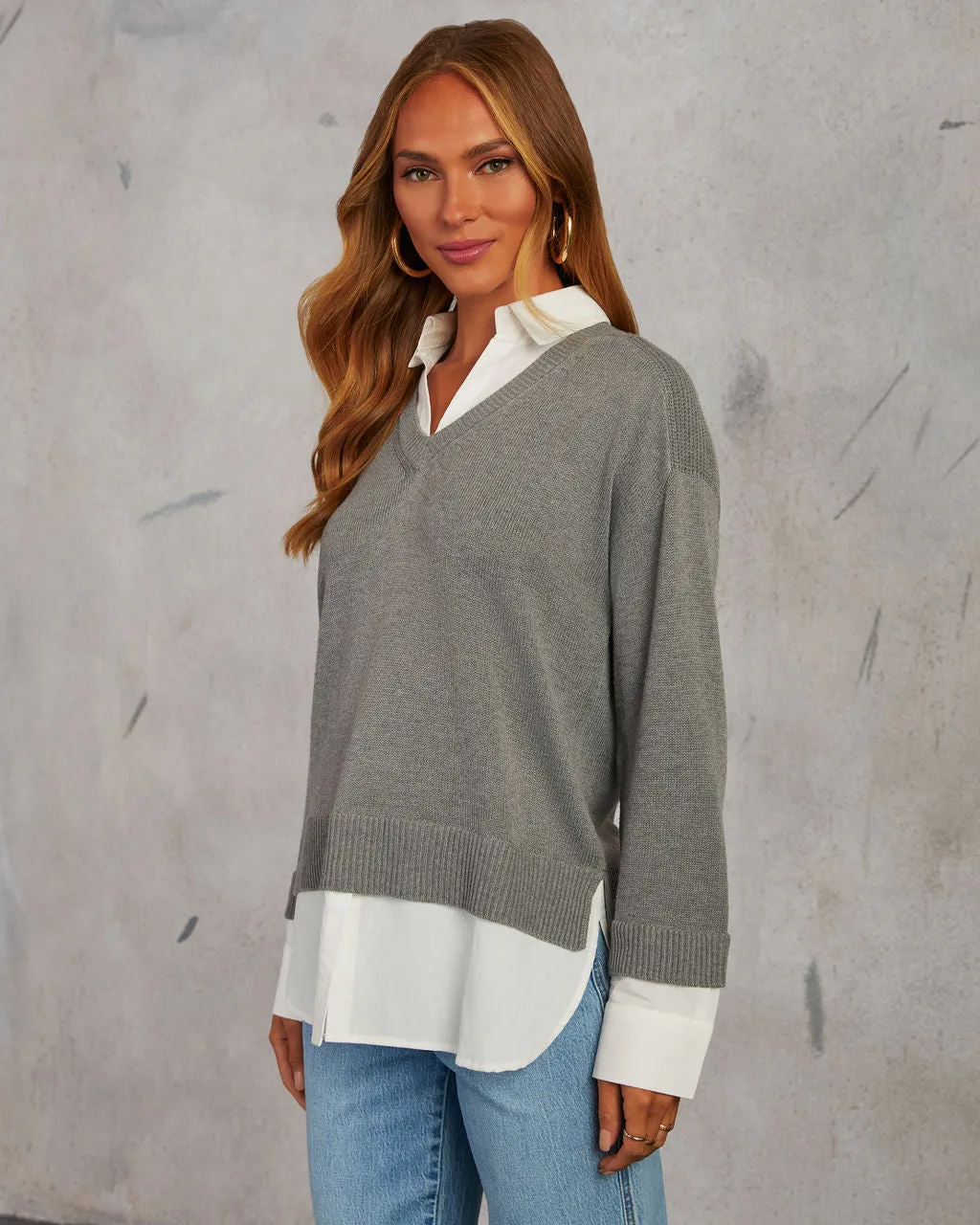 Xira Poplin Contrast Pullover Sweater sold by Vici product image thumbnail 3