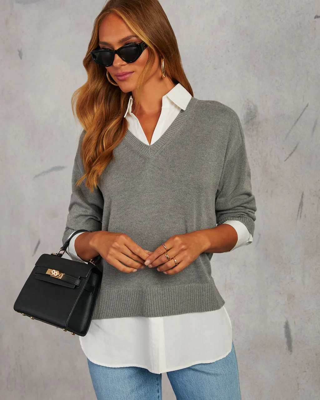 Xira Poplin Contrast Pullover Sweater sold by Vici product image thumbnail 5