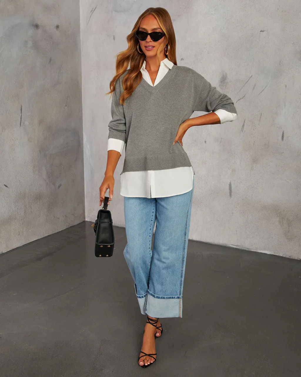 Xira Poplin Contrast Pullover Sweater sold by Vici product image thumbnail 2