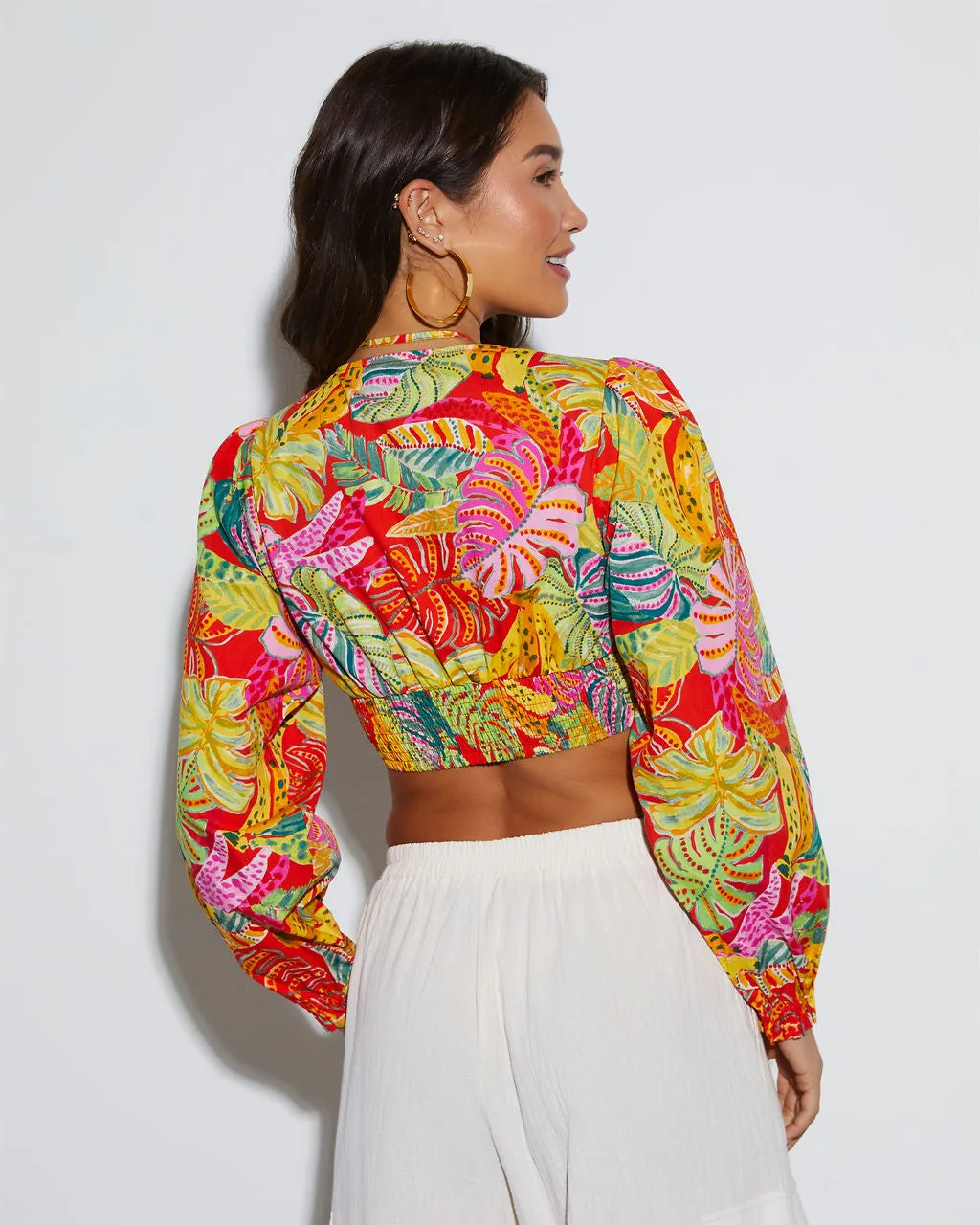 Kama Tropical Ruched Long Sleeve Top sold by Vici product image thumbnail 5