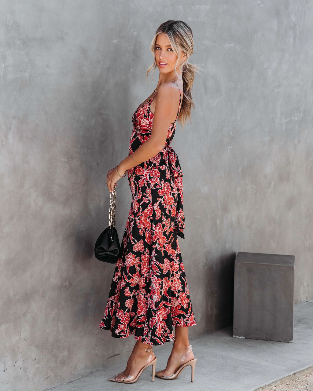 Beautiful Mystery Satin Floral Midi Dress sold by Vici product image thumbnail 5