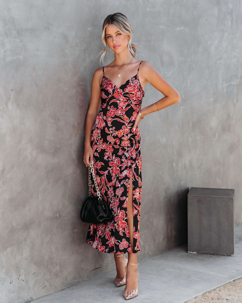 Beautiful Mystery Satin Floral Midi Dress sold by Vici product image thumbnail 3