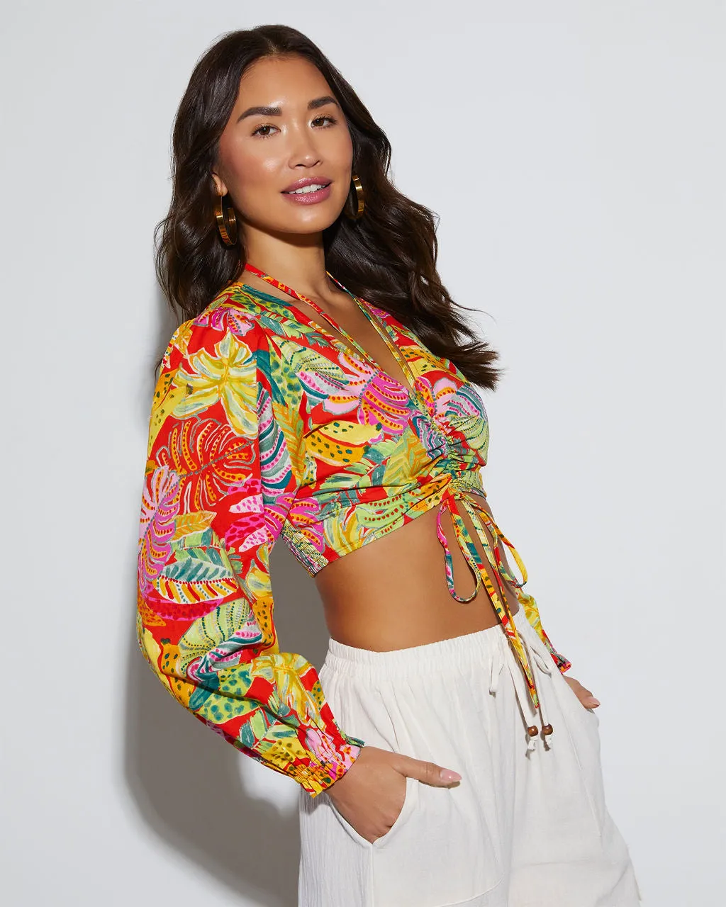 Kama Tropical Ruched Long Sleeve Top sold by Vici product image thumbnail 2