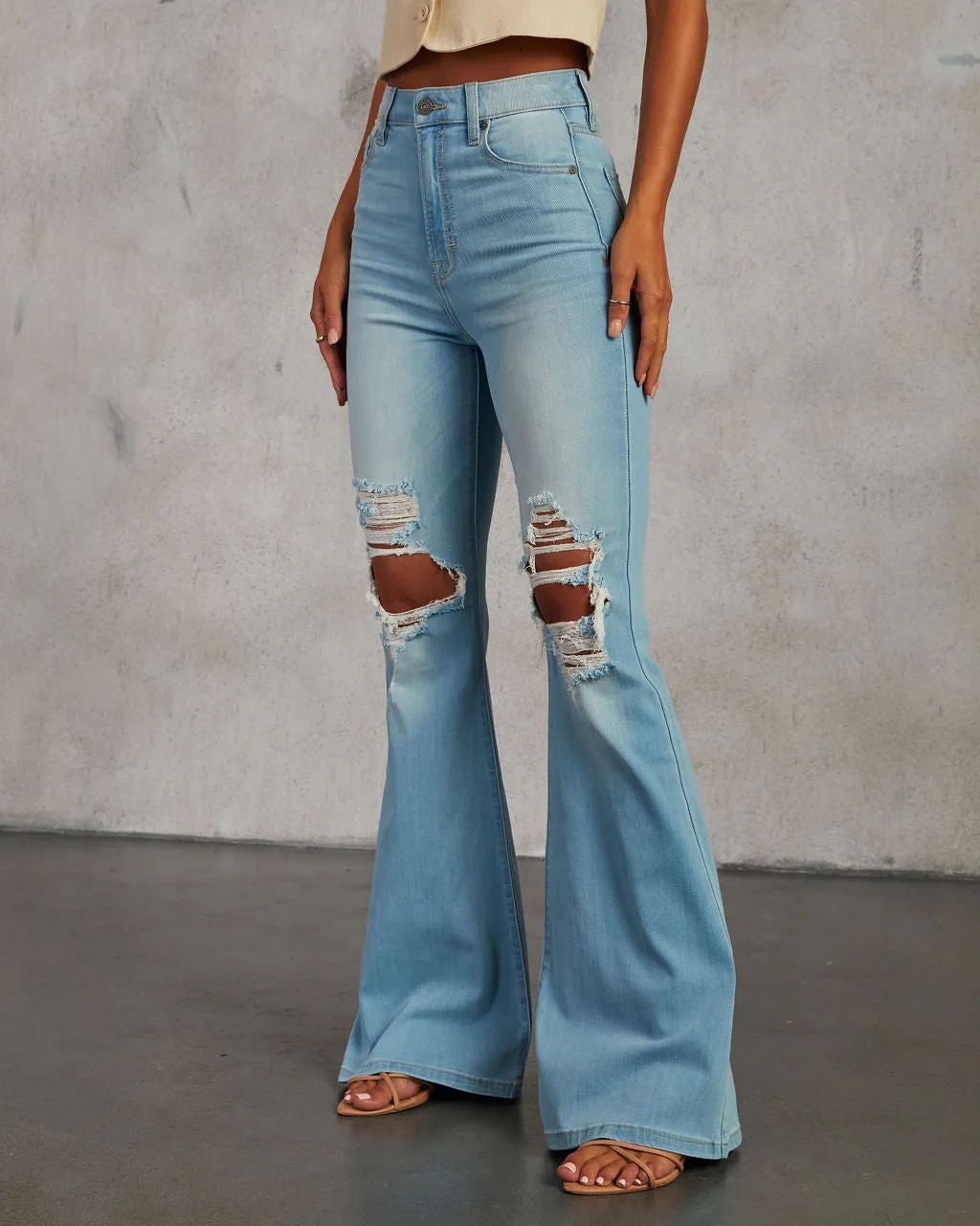 Bradly High Waisted Distressed Flare Denim Pants sold by Vici product image thumbnail 3