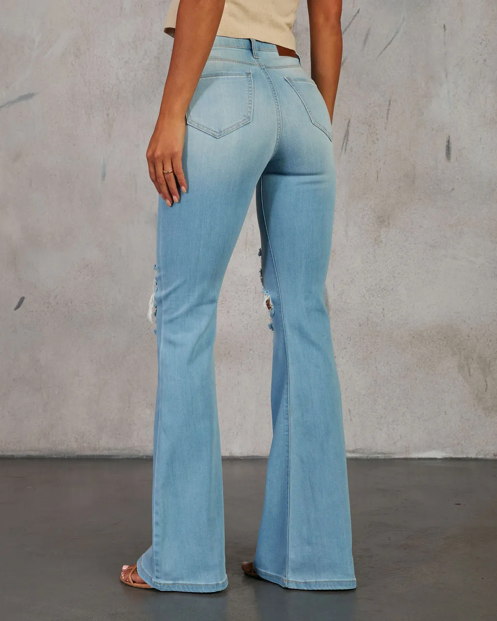 Bradly High Waisted Distressed Flare Denim Pants sold by Vici product image thumbnail 4