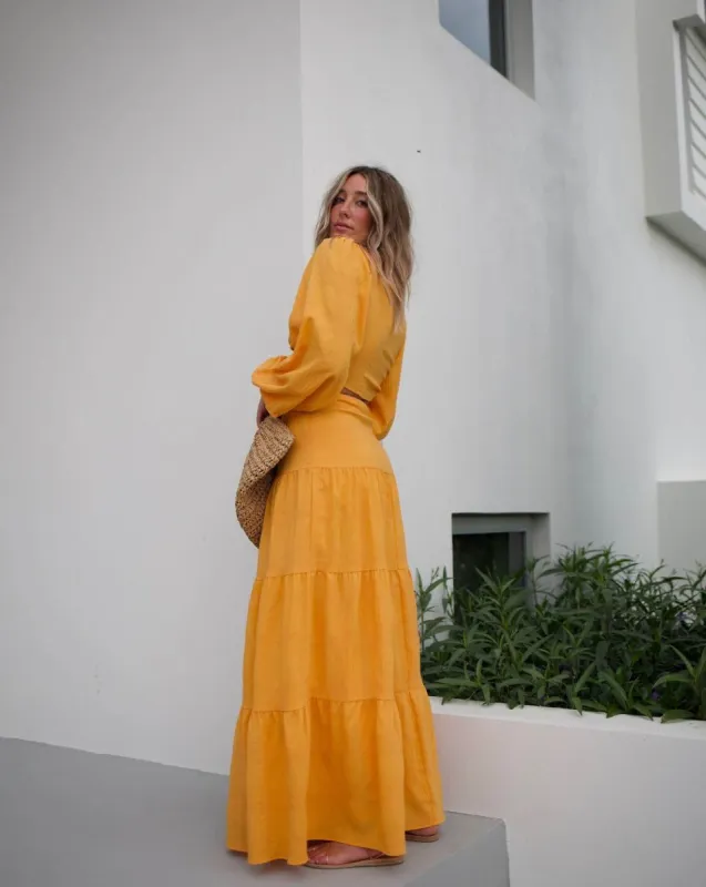 Elizabeth Tiered Maxi Skirt - Mango - FINAL SALE sold by Vici
