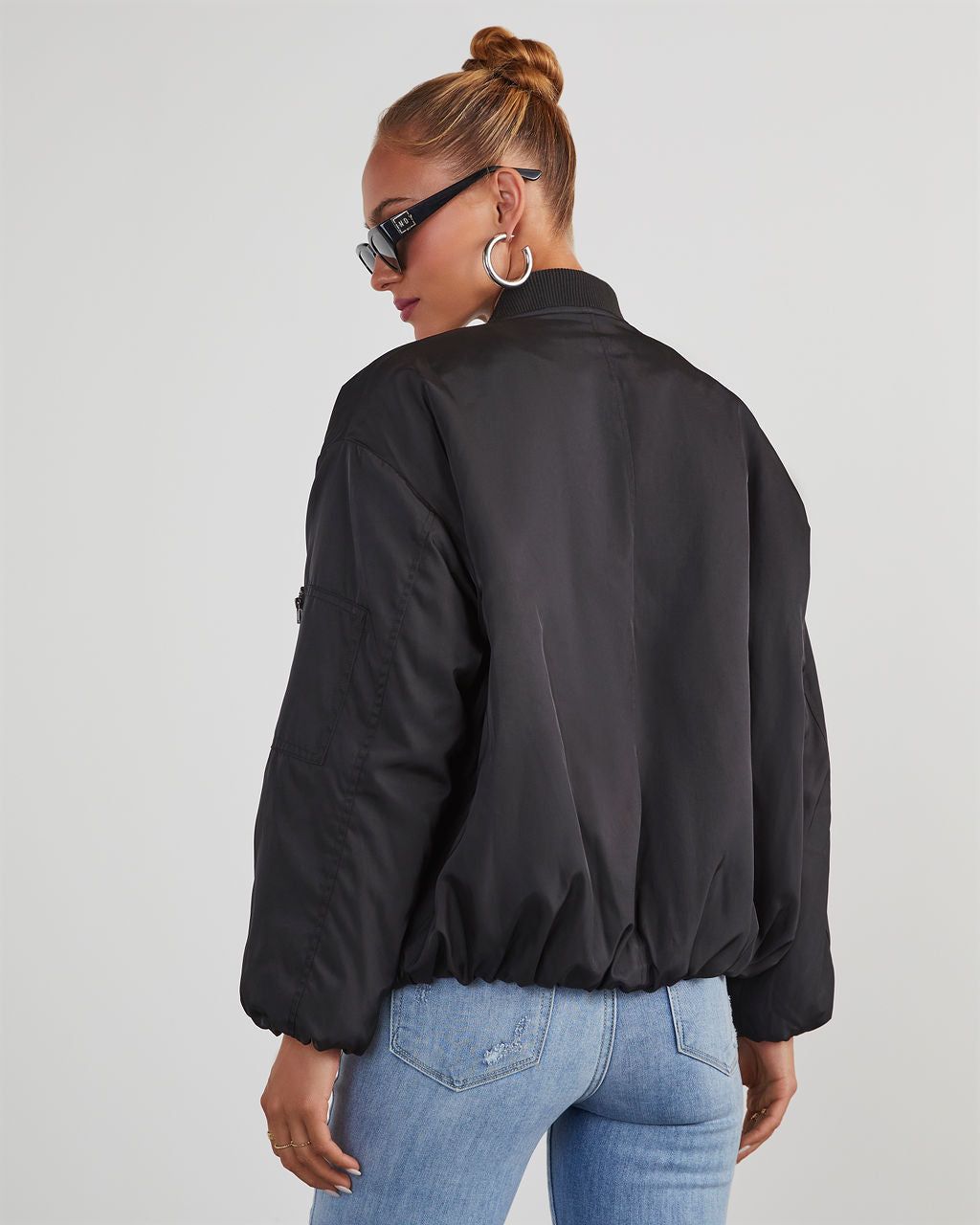 Mckenna Oversized Bomber Jacket - Black sold by Vici product image thumbnail 4