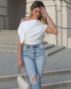 Gracie Off The Shoulder Drape Top sold by Vici