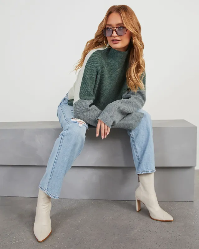 Josephina Colorblock Mock Neck Pullover Sweater made by Vici