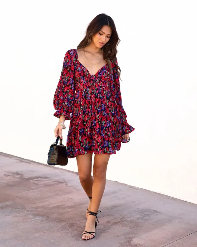Perfect Lover Floral Pleated Babydoll Dress sold by Vici