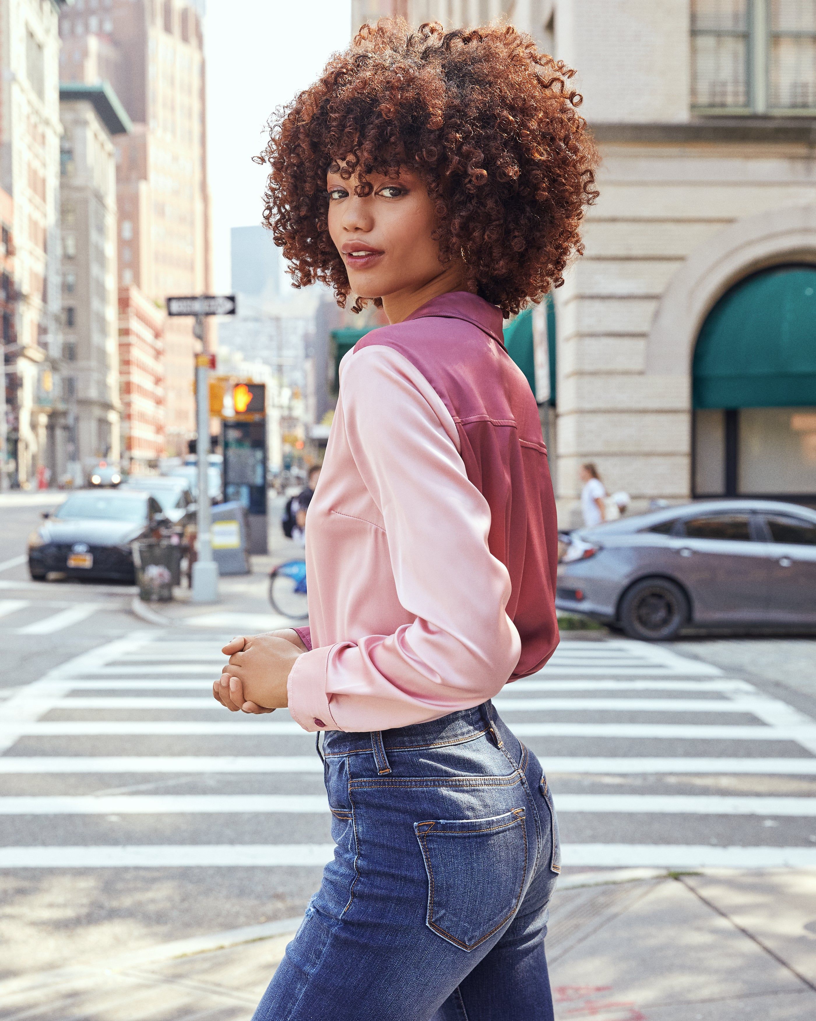 Macy Satin Colorblock Button Down Blouse - Pink - FINAL SALE sold by Vici product image thumbnail 7
