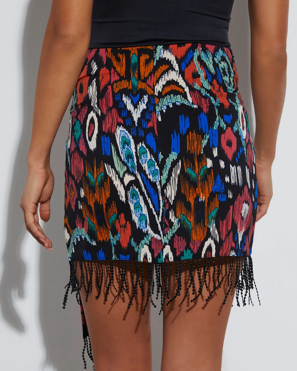 Isla Wrap Fringe Hem Mini Skirt sold by Vici product image thumbnail 4