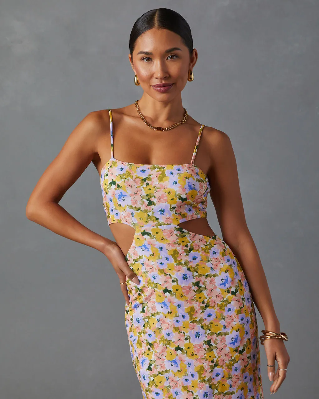 Skylar Side Cutout Floral Print Midi Dress sold by Vici product image thumbnail 2
