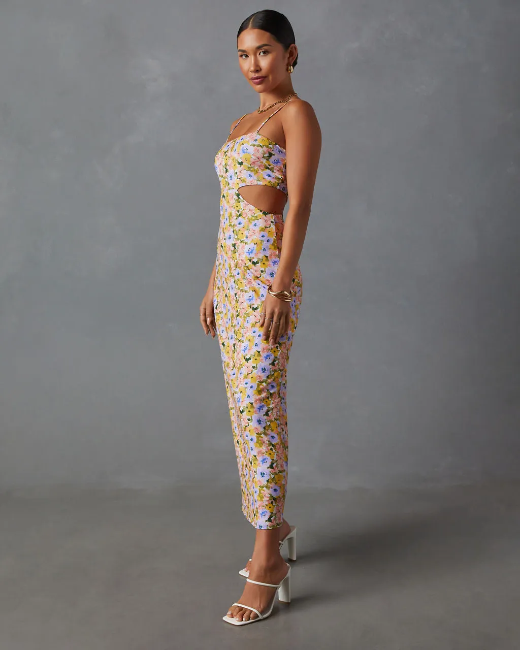 Skylar Side Cutout Floral Print Midi Dress sold by Vici product image thumbnail 4