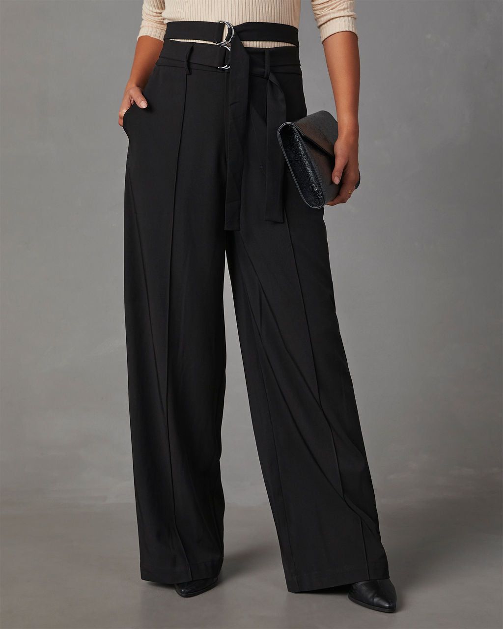 Juliana Double Belted Trouser Pants - Black sold by Vici product image thumbnail 2