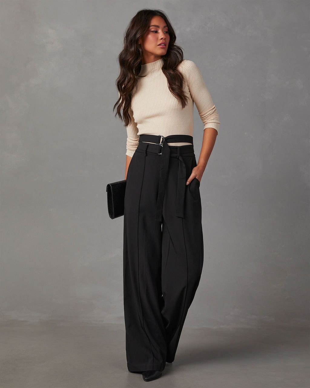 Juliana Double Belted Trouser Pants - Black sold by Vici product image thumbnail 5