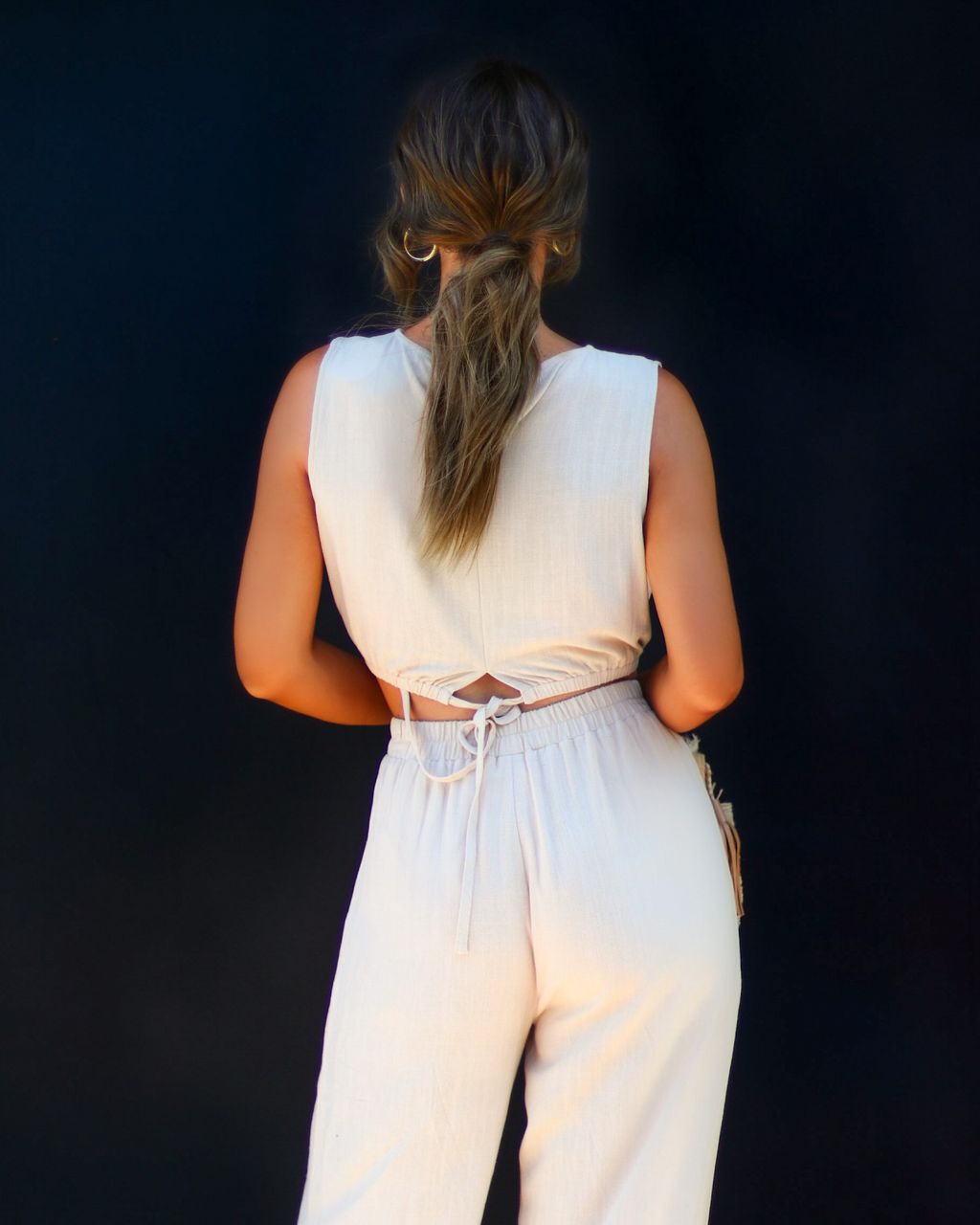 Adella Cinched Sleeveless Crop Top - Natural - SALE sold by Vici product image thumbnail 2