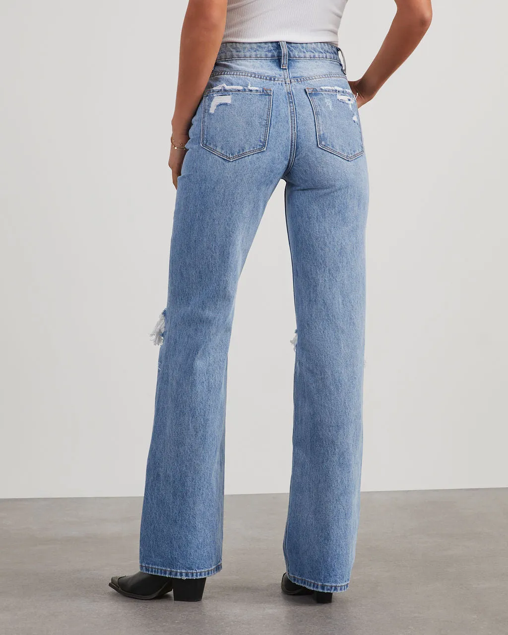 Lenny High Rise 90s Distressed Wide Leg Jeans sold by Vici product image thumbnail 4