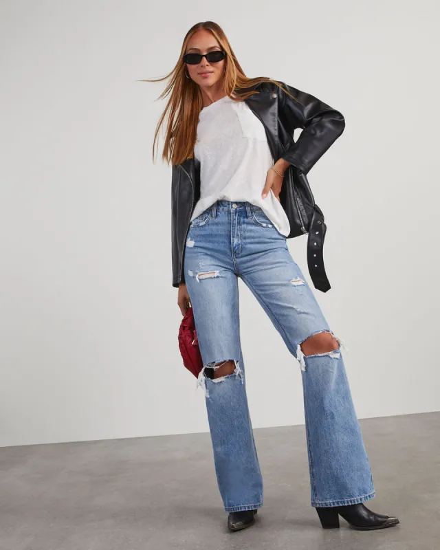 Lenny High Rise 90s Distressed Wide Leg Jeans sold by Vici