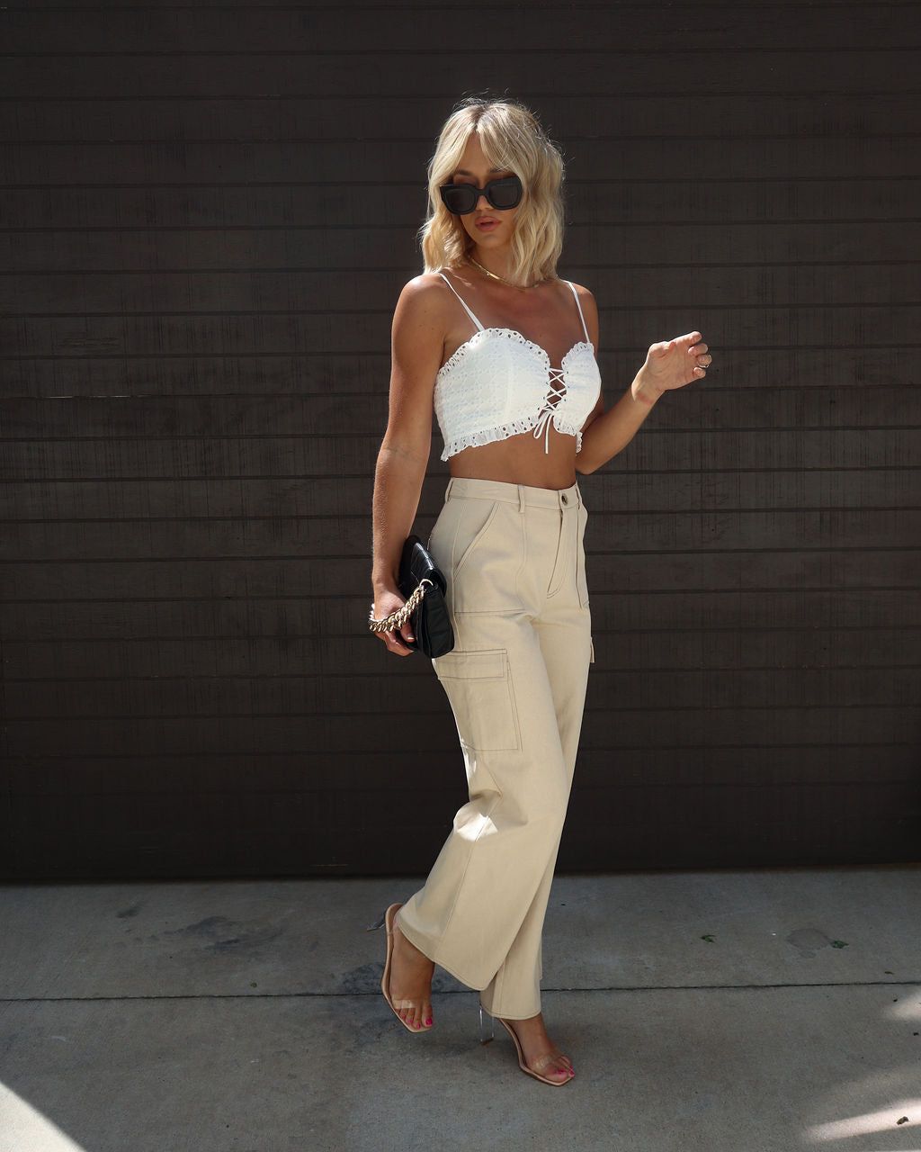 Ashton Cotton Wide Leg Cargo Pants sold by Vici product image thumbnail 5