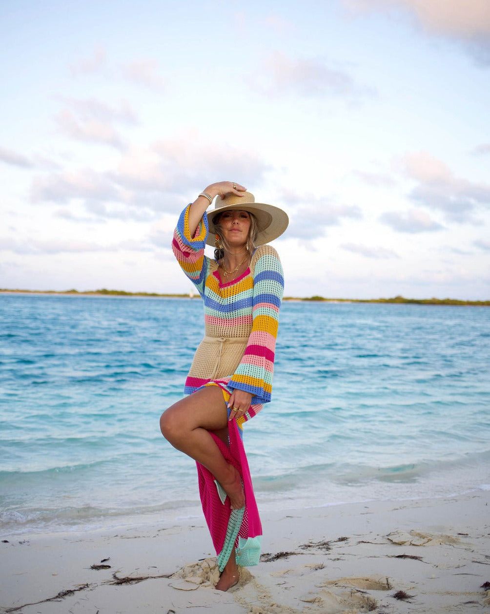 By The Sea Crochet Maxi Cover Up - Magenta Multi - FINAL SALE sold by Vici