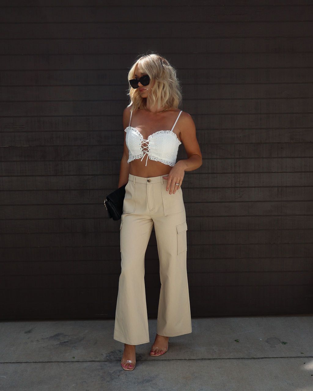 Ashton Cotton Wide Leg Cargo Pants sold by Vici