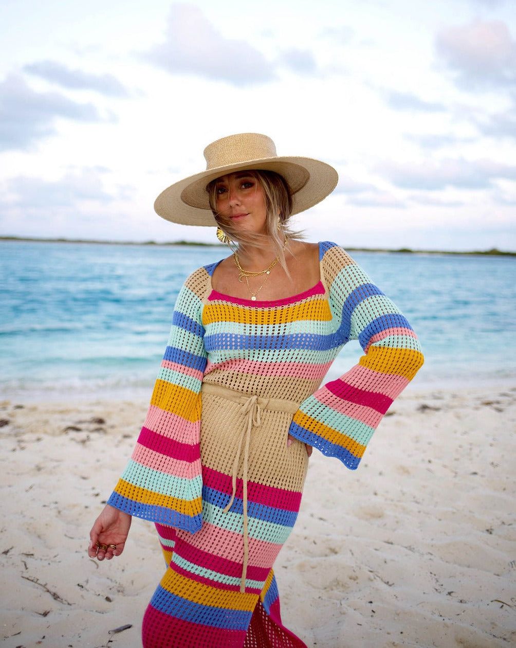 By The Sea Crochet Maxi Cover Up - Magenta Multi - FINAL SALE sold by Vici product image thumbnail 7