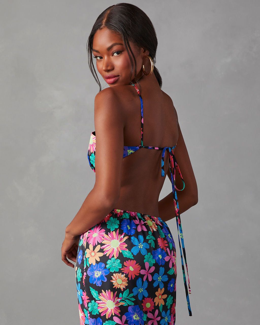 In Bloom Cutout Halter Maxi Dress - Blue/Multi - FINAL SALE sold by Vici product image thumbnail 2