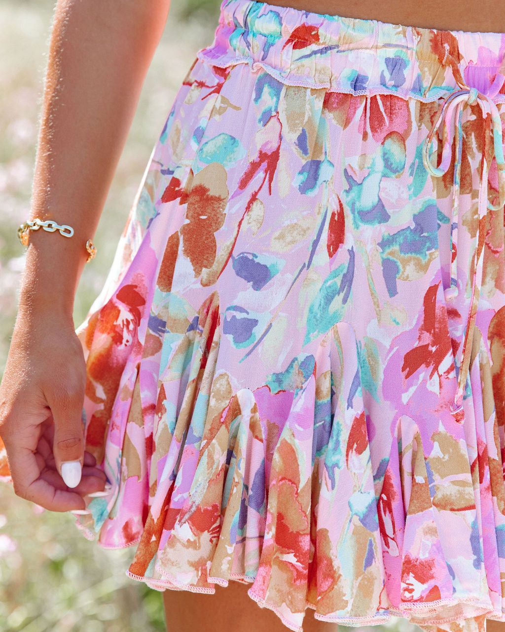 Deep Summer Floral Ruffle Mini Skirt sold by Vici product image thumbnail 2