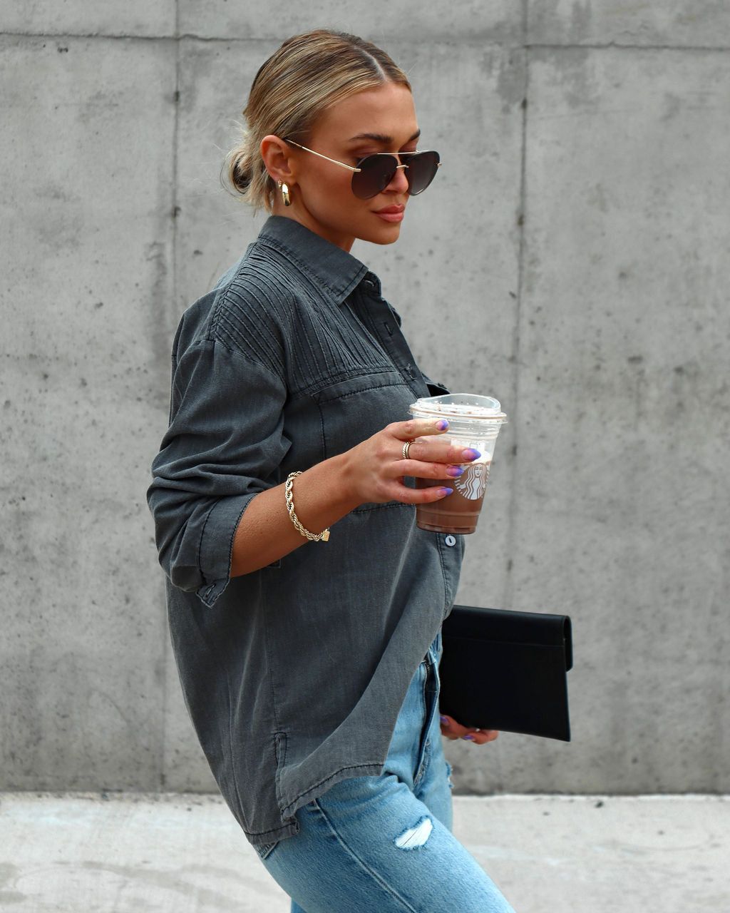 Tate Cotton Blend Button Up - Charcoal - FINAL SALE sold by Vici product image thumbnail 5