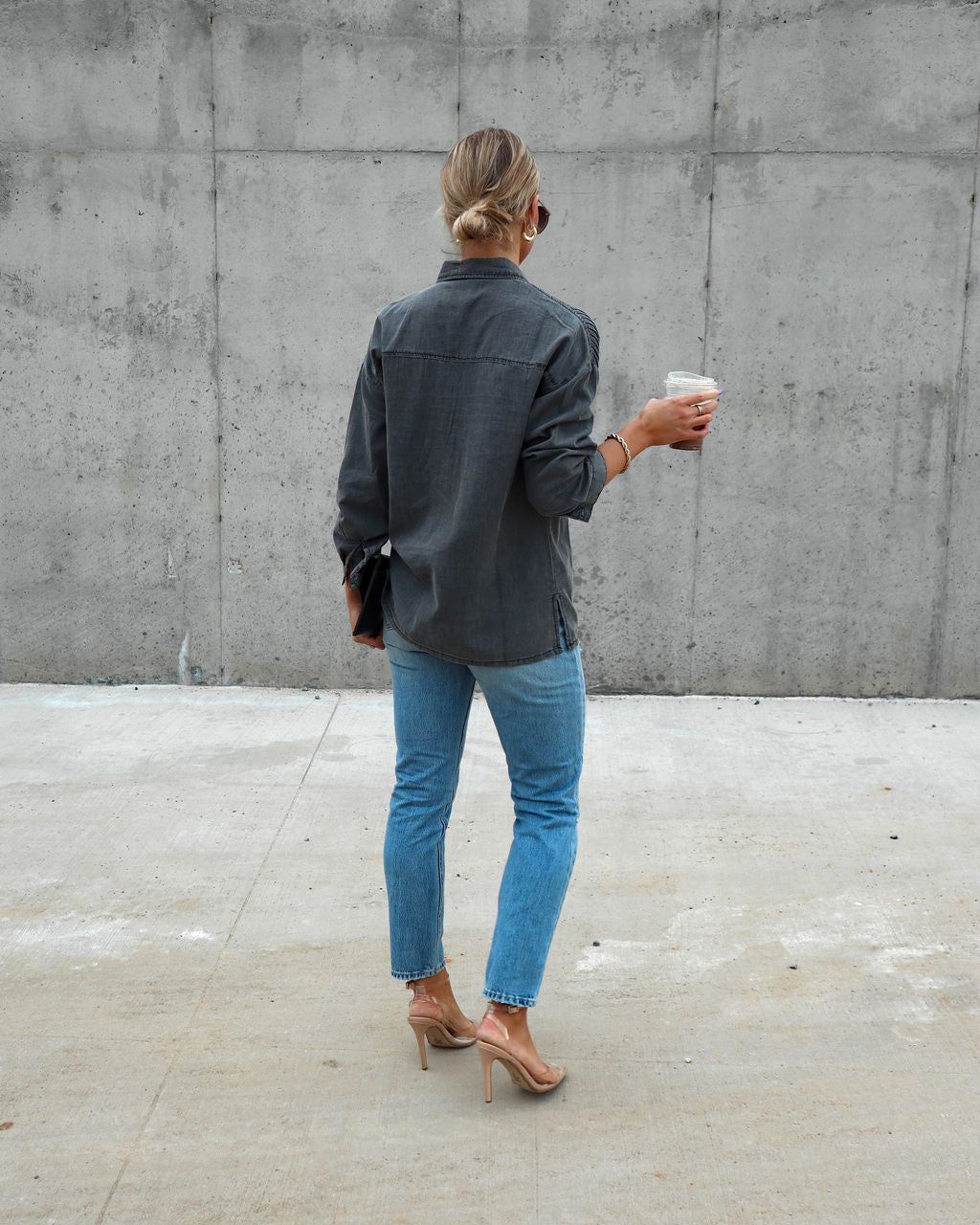 Tate Cotton Blend Button Up - Charcoal - FINAL SALE sold by Vici product image thumbnail 4