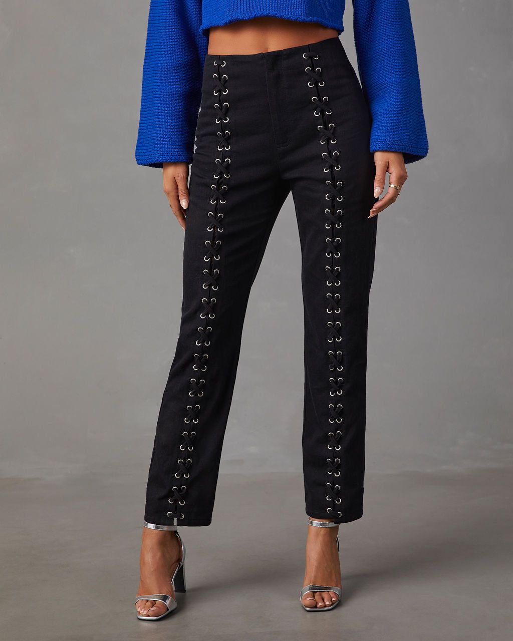 Nicolette Lace Up High Rise Pants - Black sold by Vici product image thumbnail 2