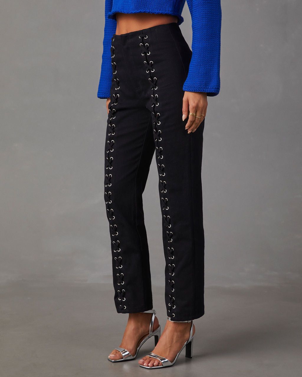 Nicolette Lace Up High Rise Pants - Black sold by Vici product image thumbnail 3