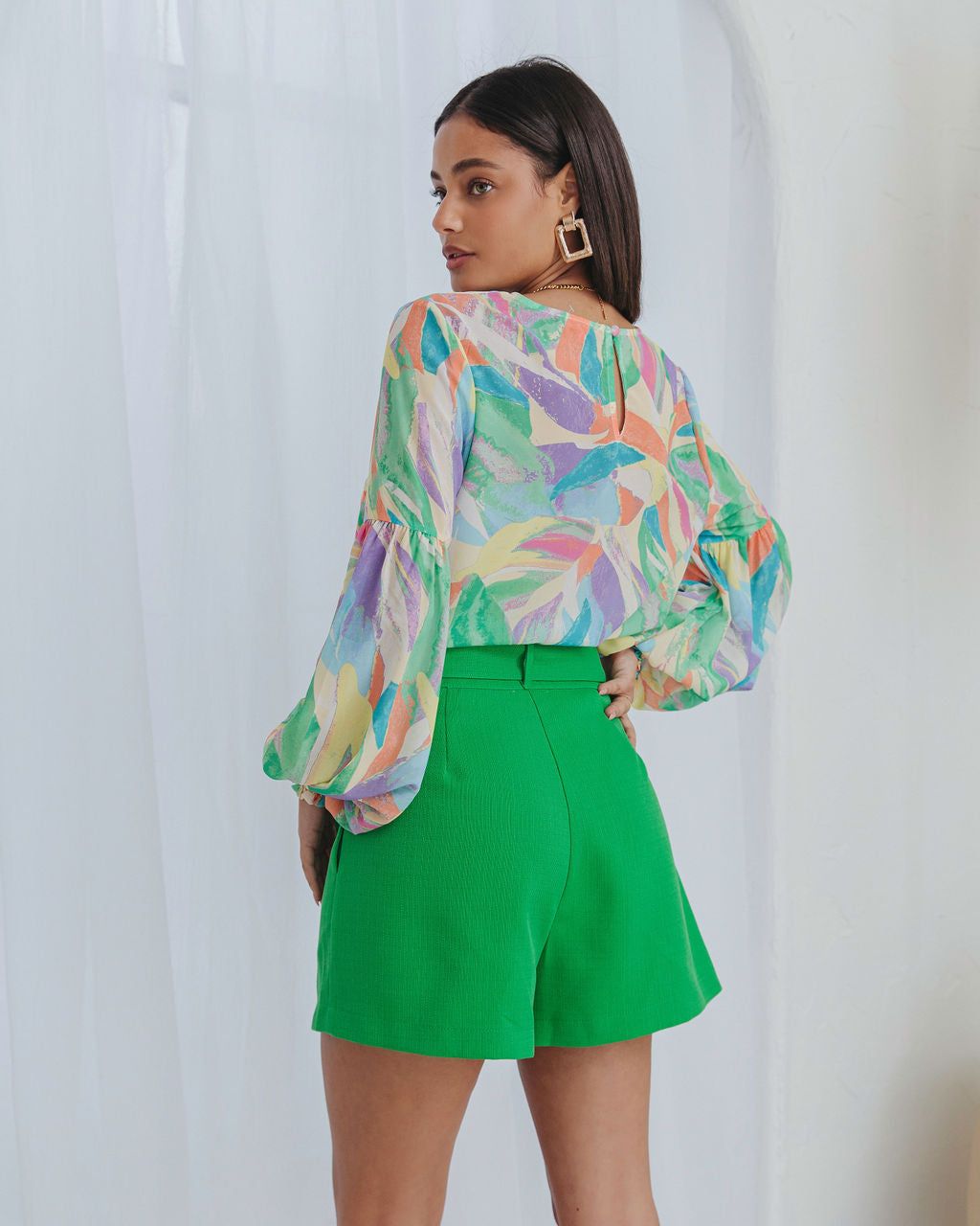 Shades Of Paradise Printed Balloon Sleeve Top sold by Vici product image thumbnail 4